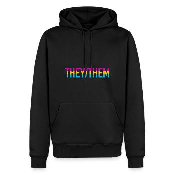 They Them Pronouns Pan Pride Month LGBTQ Pansexual - Men’s Premium Organic Hoodie - black - Front - Nico (187cm)