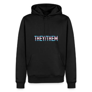 They Them Pronomen Transgender LGBT Transsexuell - Männer Premium Bio Hoodie - Schwarz - Vorne - Nico (187cm)