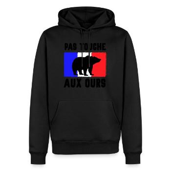 Protection des Ours - Sweat à capuche Premium bio Homme - noir - Devant - Nico (187cm)
