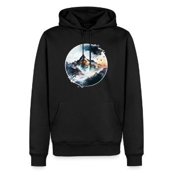 Logo Mountain Aquarelle - Sweat à capuche Premium bio Homme - noir - Devant - Nico (187cm)