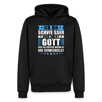 Ich bin Schweißer und nicht Gott - Männer Premium Bio Hoodie - Schwarz - Vorne - Nico (187cm)