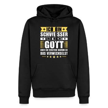 Ich bin Schweißer und nicht Gott - Männer Premium Bio Hoodie - Schwarz - Vorne - Nico (187cm)