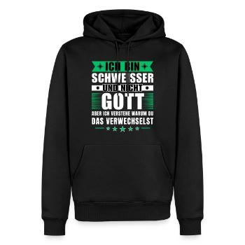 Ich bin Schweißer und nicht Gott - Männer Premium Bio Hoodie - Schwarz - Vorne - Nico (187cm)