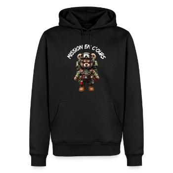 Mission in C'OURS - Männer Premium Bio Hoodie - Schwarz - Vorne - Nico (187cm)