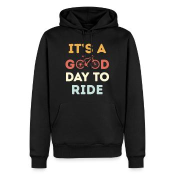 C’est une bonne journée pour faire du vélo Amateur de vélo - Sweat à capuche Premium bio Homme - noir - Devant - Nico (187cm)