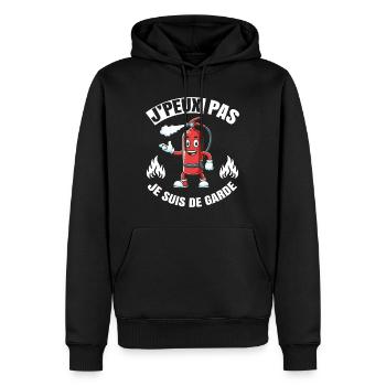 I Can't I'm Guard Gift Humor Firefighter - Men’s Premium Organic Hoodie - black - Front - Nico (187cm)