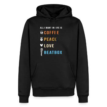 Beatbox - Männer Premium Bio Hoodie - Schwarz - Vorne - Nico (187cm)