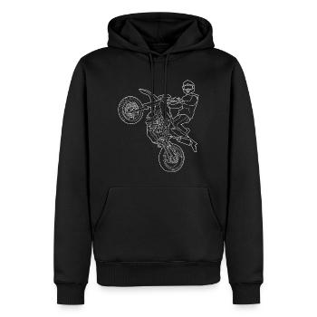 Supermoto / Supermotard / Supermoto Wheelie - Sweat à capuche Premium bio Homme - noir - Devant - Nico (187cm)