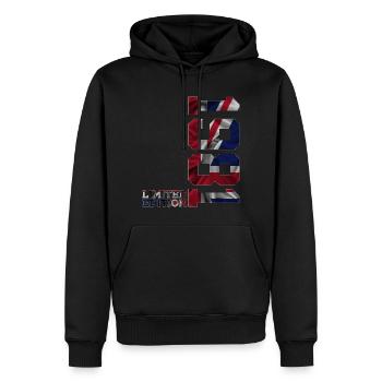 ÉDITION LIMITÉE ANGLETERRE 45E ANNIVERSAIRE 1981 - Sweat à capuche Premium bio Homme - noir - Devant - Nico (187cm)