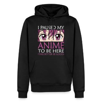 I paused my Anime - Männer Premium Bio Hoodie - Schwarz - Vorne - Nico (187cm)