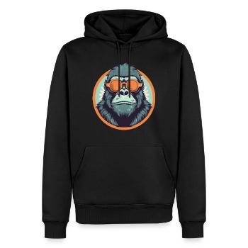 Gorilla mit Sonnenbrille, Affe, Primat - Männer Premium Bio Hoodie - Schwarz - Vorne - Nico (187cm)