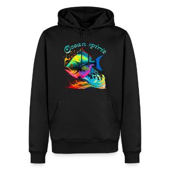 Geist des Ozeans. Bunte Fische - Männer Premium Bio Hoodie - Schwarz - Vorne - Nico (187cm)
