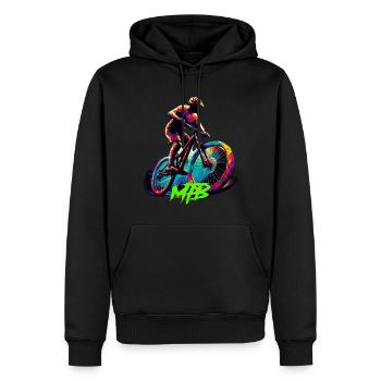 Vélo VTT - Sweat à capuche Premium bio Homme - noir - Devant - Nico (187cm)