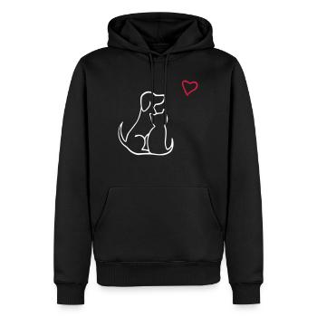 chien chat amour - Sweat à capuche Premium bio Homme - noir - Devant - Nico (187cm)