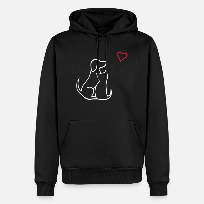 chien chat amour - Sweat à capuche Premium bio Homme - noir