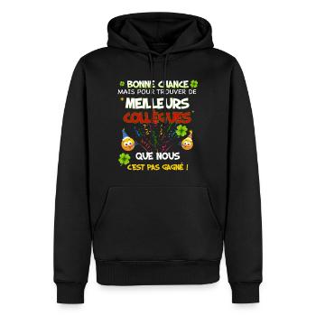 Collègues bonne chance. Meilleurs collègues - Sweat à capuche Premium bio Homme - noir - Devant - Nico (187cm)