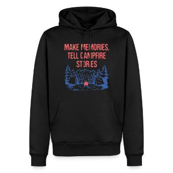 Les souvenirs racontent des histoires de feu de camp Amis du camping - Sweat à capuche Premium bio Homme - noir - Devant - Nico (187cm)