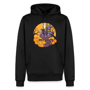 Halloween Katze Hexe - Männer Premium Bio Hoodie - Schwarz - Vorne - Nico (187cm)