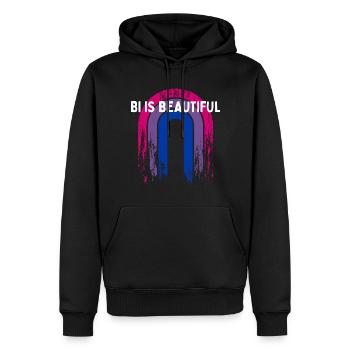 Bi est belle Bisexuel Citation Motivationnelle Bi - Sweat à capuche Premium bio Homme - noir - Devant - Nico (187cm)