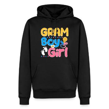 Pink or Blue Gram Loves You Best Grandma Ever - Men’s Premium Organic Hoodie - black - Front - Nico (187cm)