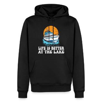 Life Is Better At The Lake Motorboat Owner - Männer Premium Bio Hoodie - Schwarz - Vorne - Nico (187cm)
