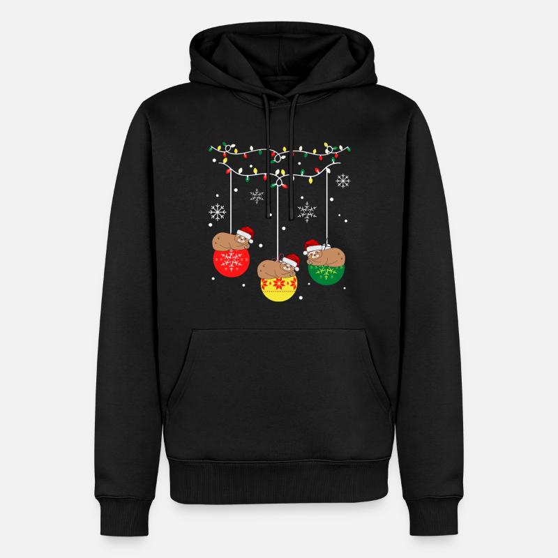 Weihnachtsfaultier - Männer Premium Bio Hoodie - Schwarz