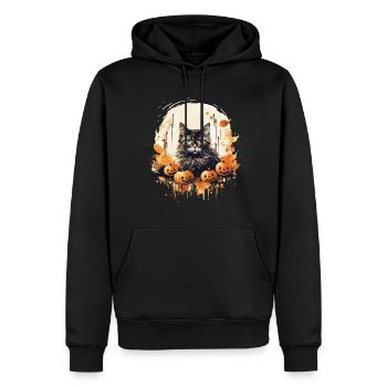 Main Coon Automne Halloween Chaton chat - Sweat à capuche Premium bio Homme - noir - Devant - Nico (187cm)