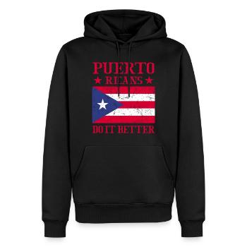 Puerto Rico Flagge | Puerto Ricaner Geschenkideen - Männer Premium Bio Hoodie - Schwarz - Vorne - Nico (187cm)