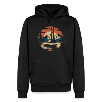 Sailboat - Men’s Premium Organic Hoodie - black - Front - Nico (187cm)