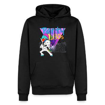 Licorne Années 80 Piste De Danse Soirée - Sweat à capuche Premium bio Homme - noir - Devant - Nico (187cm)