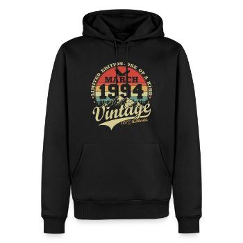 March 1994 Vintage Vintage Birthday Gift - Men’s Premium Organic Hoodie - black - Front - Nico (187cm)
