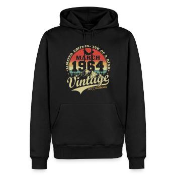 March 1964 Vintage Vintage Birthday Gift - Men’s Premium Organic Hoodie - black - Front - Nico (187cm)