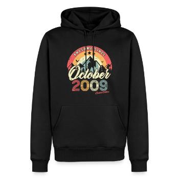 Cadeau D'anniversaire En Octobre 2009 Vintage - Sweat à capuche Premium bio Homme - noir - Devant - Nico (187cm)