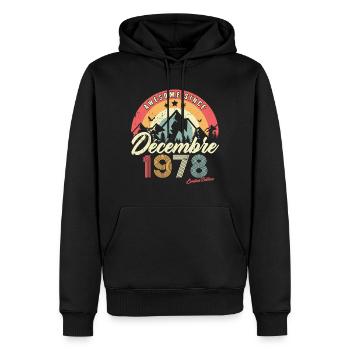 Cadeau D'anniversaire En Décembre 1978 Vintage - Sweat à capuche Premium bio Homme - noir - Devant - Nico (187cm)