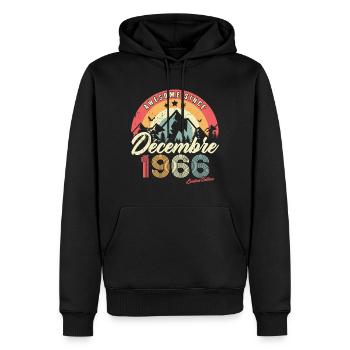 Cadeau D'anniversaire En Décembre 1966 Vintage - Sweat à capuche Premium bio Homme - noir - Devant - Nico (187cm)