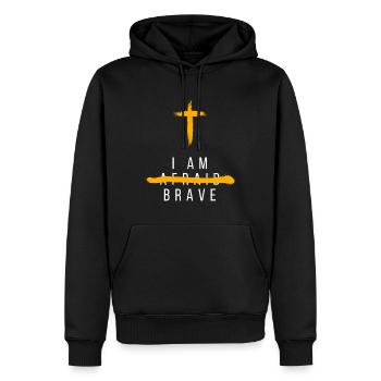 ICH BIN MUTIG - Männer Premium Bio Hoodie - Schwarz - Vorne - Nico (187cm)