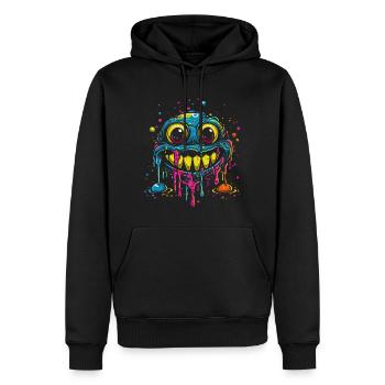 Crazy Melting Smilie Monster Psychedelic - Men’s Premium Organic Hoodie - black - Front - Nico (187cm)
