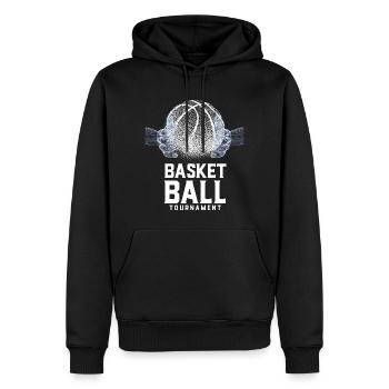 Basket ball tournament - Sweat à capuche Premium bio Homme - noir - Devant - Nico (187cm)