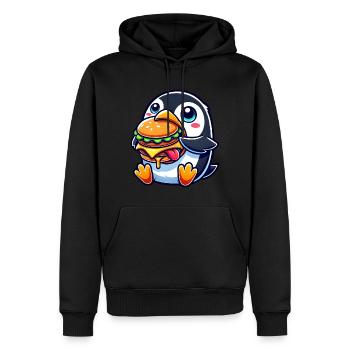 mignon pingouin burger dessin animé restauration rapide - Sweat à capuche Premium bio Homme - noir - Devant - Nico (187cm)