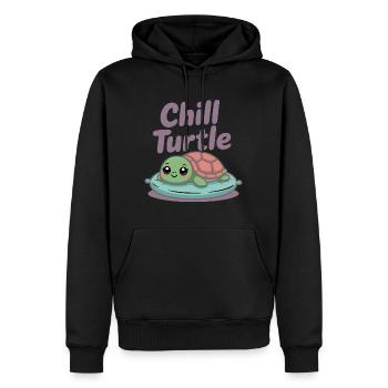 Cute turtle on pillow - Men’s Premium Organic Hoodie - black - Front - Nico (187cm)
