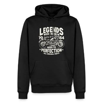 1984 Vintage Born Légendes Anniversaire Moto - Sweat à capuche Premium bio Homme - noir - Devant - Nico (187cm)