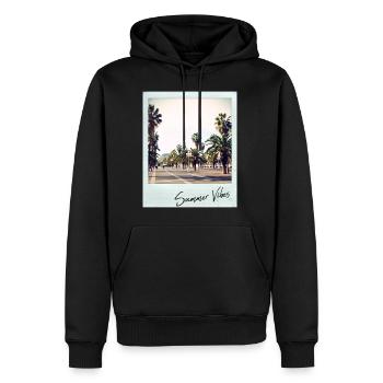 Palmiers de Barcelone - Sweat à capuche Premium bio Homme - noir - Devant - Nico (187cm)