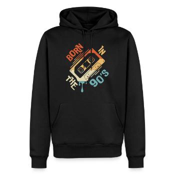 Né dans les années 90 - Sweat à capuche Premium bio Homme - noir - Devant - Nico (187cm)