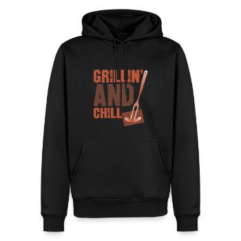 Grillin and chill- lustiges Grill geschenk tshirt - Sweat à capuche Premium bio Homme - noir - Devant - Nico (187cm)