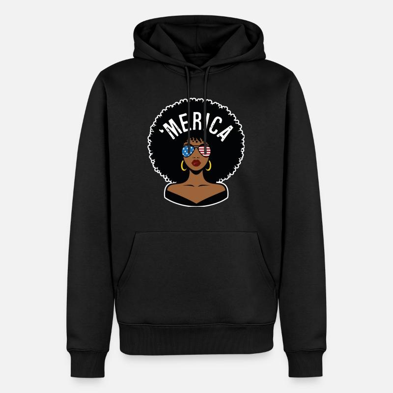 "merica Afro - Männer Premium Bio Hoodie - Schwarz