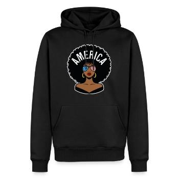 Amerika Afro - Männer Premium Bio Hoodie - Schwarz - Vorne - Nico (187cm)