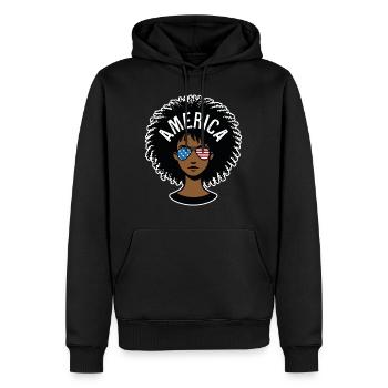 Amerika Afro - Männer Premium Bio Hoodie - Schwarz - Vorne - Nico (187cm)