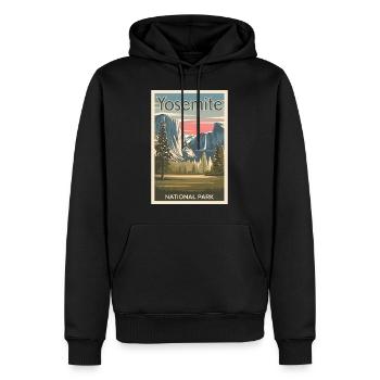 Affiche rétro souvenir du parc national de Yosemite - Sweat à capuche Premium bio Homme - noir - Devant - Nico (187cm)