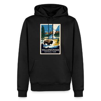 Yellowstone National Park Retro Poster Souvenir - Männer Premium Bio Hoodie - Schwarz - Vorne - Nico (187cm)
