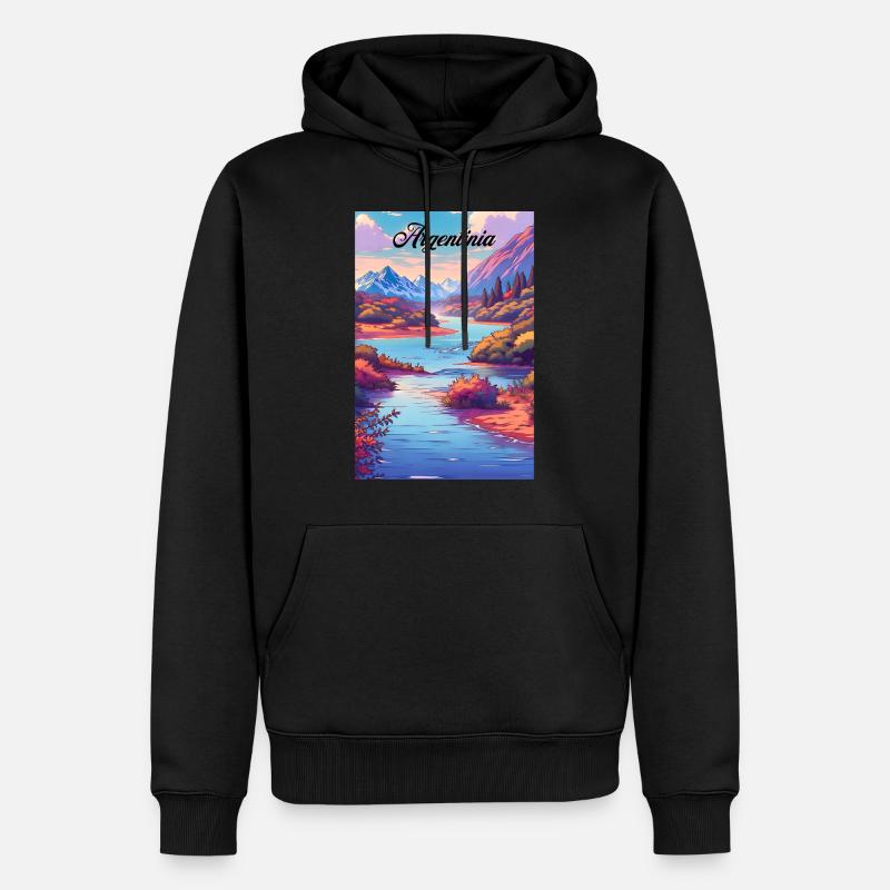 Argentine Affiche Rétro Souvenir - Sweat à capuche Premium bio Homme - noir